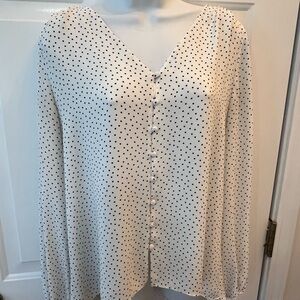 WHITE HOUSE BLACK MARKET Elegant White Polka Dot Blouse